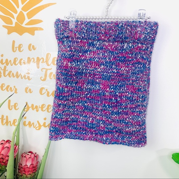 English Factory Dresses & Skirts - ENGLISH FACTORY Pink Purple Tinsel Knit Mini Skirt Size Small